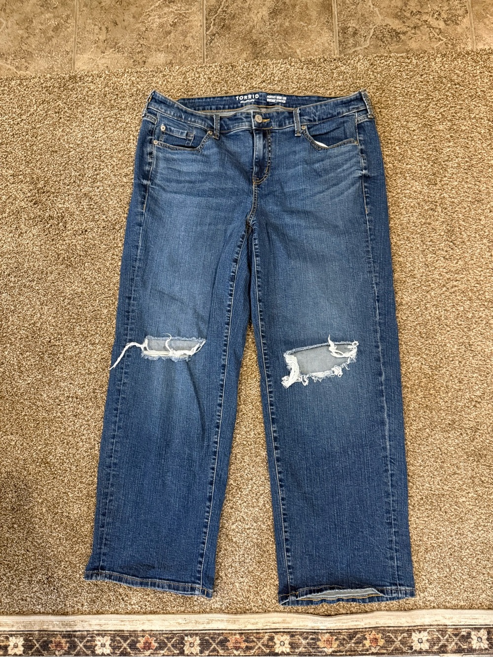 torrid Medium Blue Distressed Wide-Leg Jeans